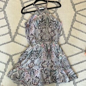 Parker Women's Sleeveless Printed Silk Mini Dress. Size Small